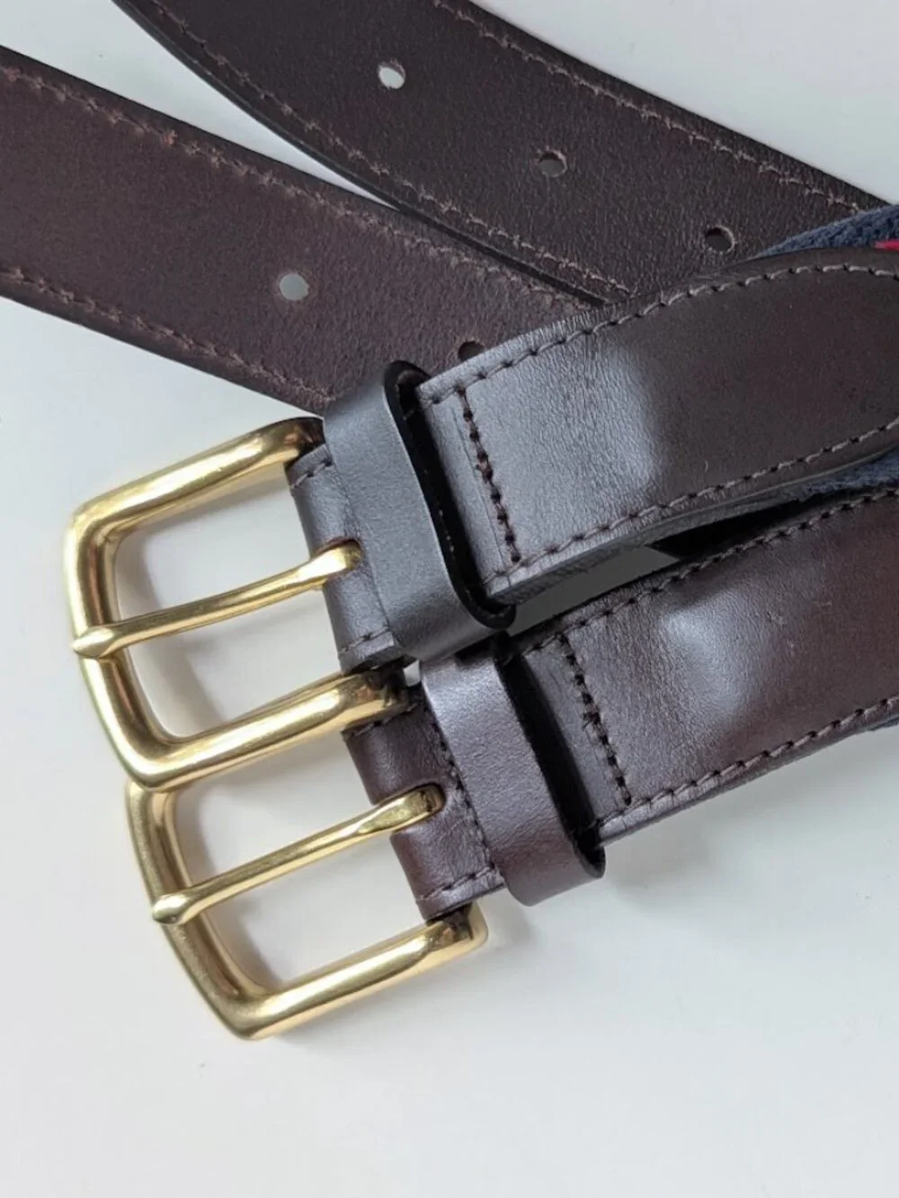 One* Vineyard Vines Multi Color Belt with Brown Leather Trim Size:32 NWOT